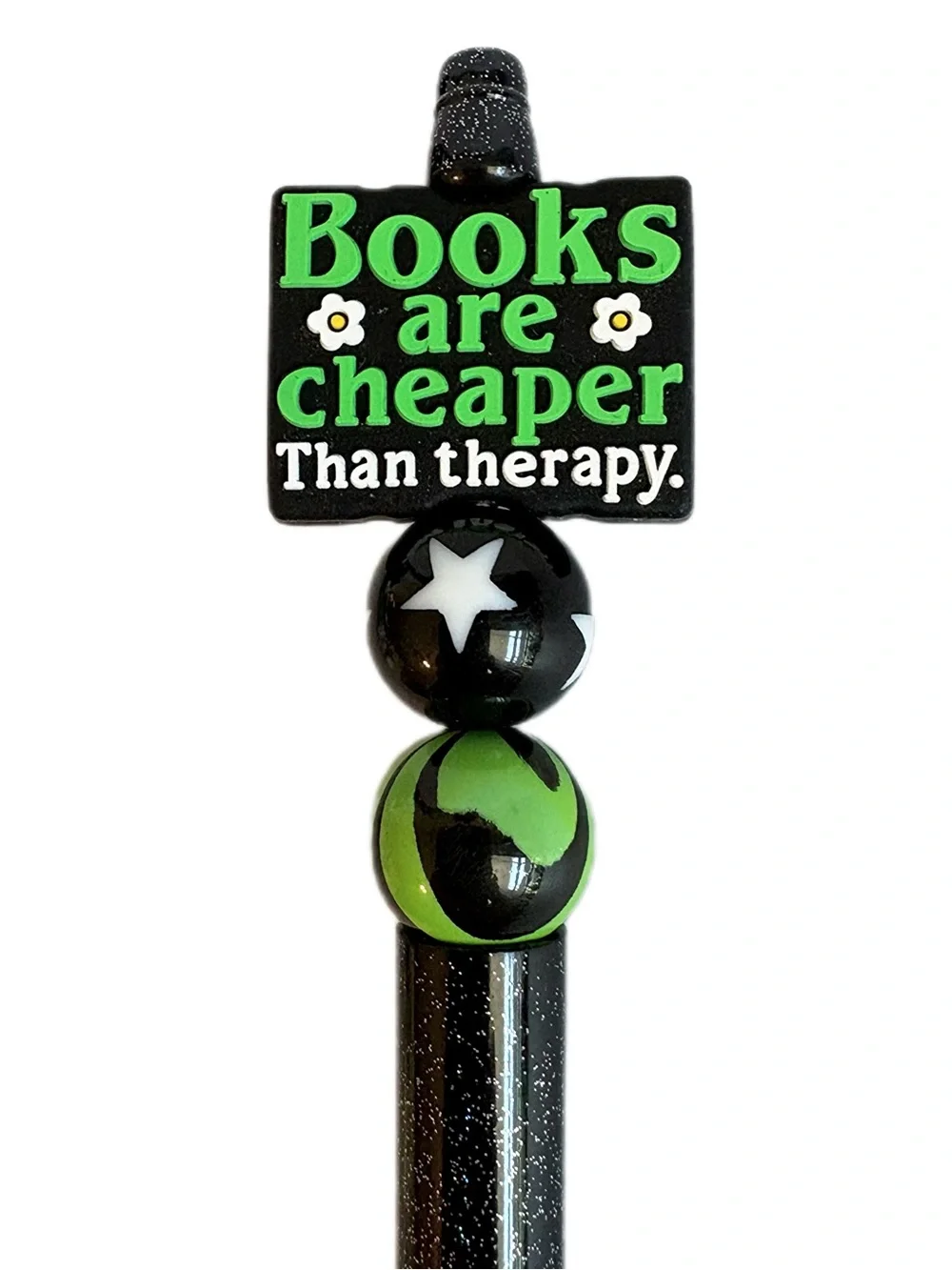Books are Cheaper Than Therapy Custom Beaded Pen